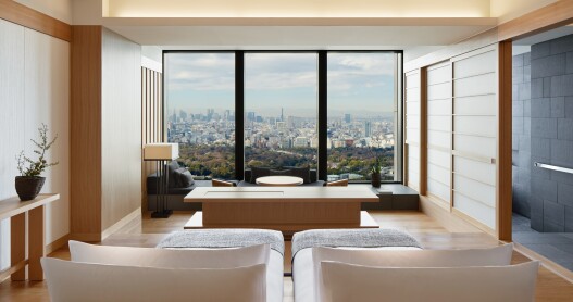 A Deluxe Palace Garden View Room at the Aman Tokyo.