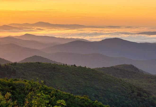 The Mountains at Sunset